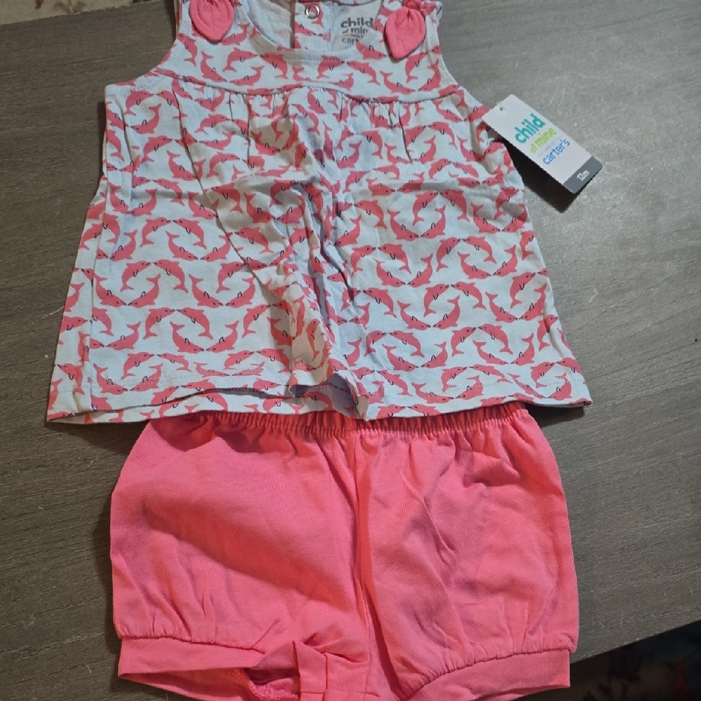 Child of Mine Coral and Light Blue Baby Set